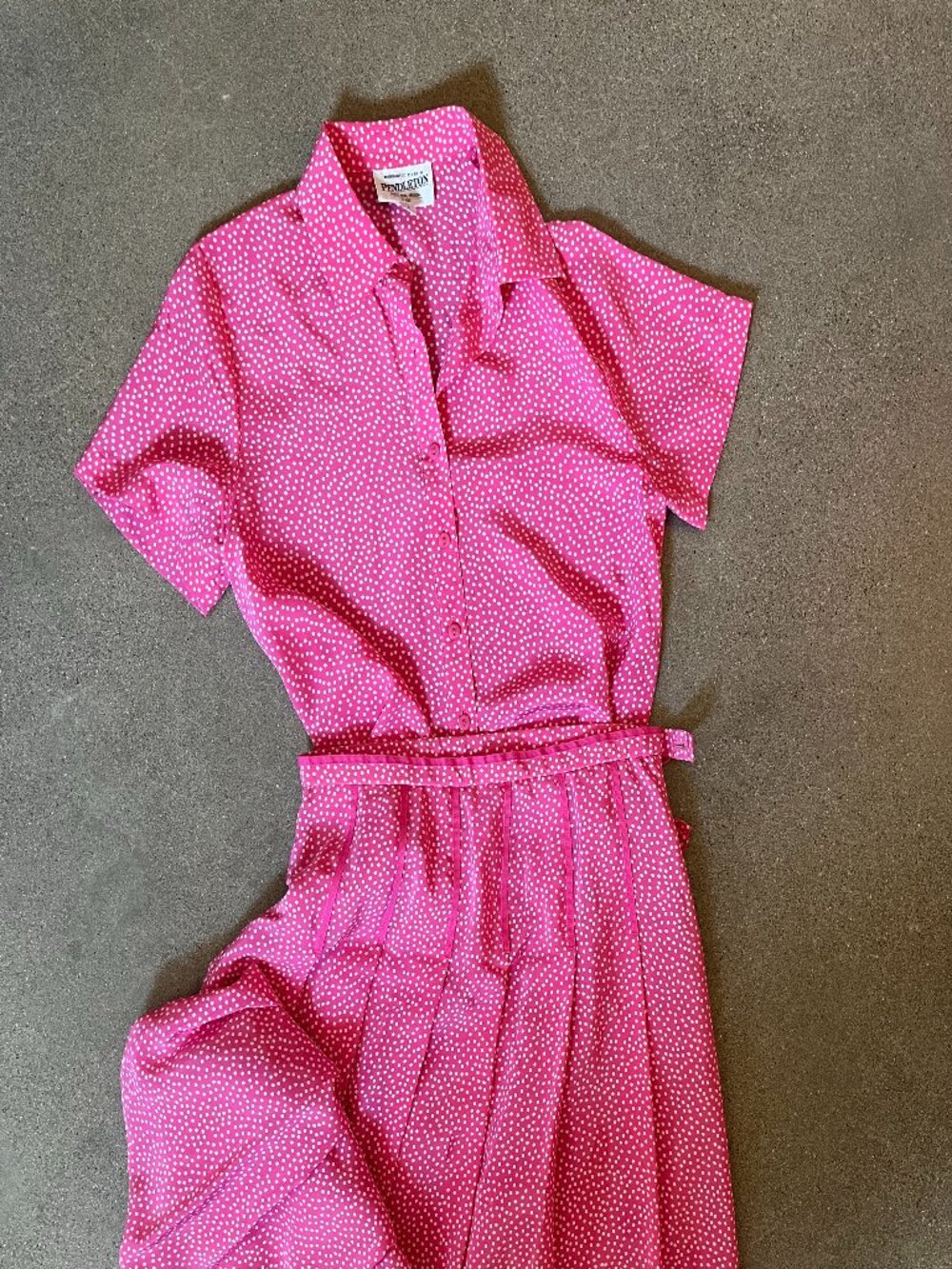 Vintage Pendleton Pink Polka Dot Skirt Set